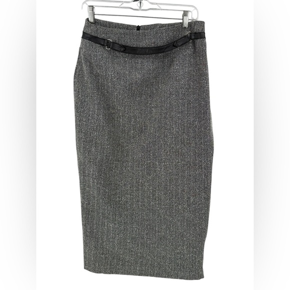 Sag Harbor Vintage 8P Pinup Wool Pencil Skirt Belt Adjustable Zipper Side Slit - Picture 9 of 10